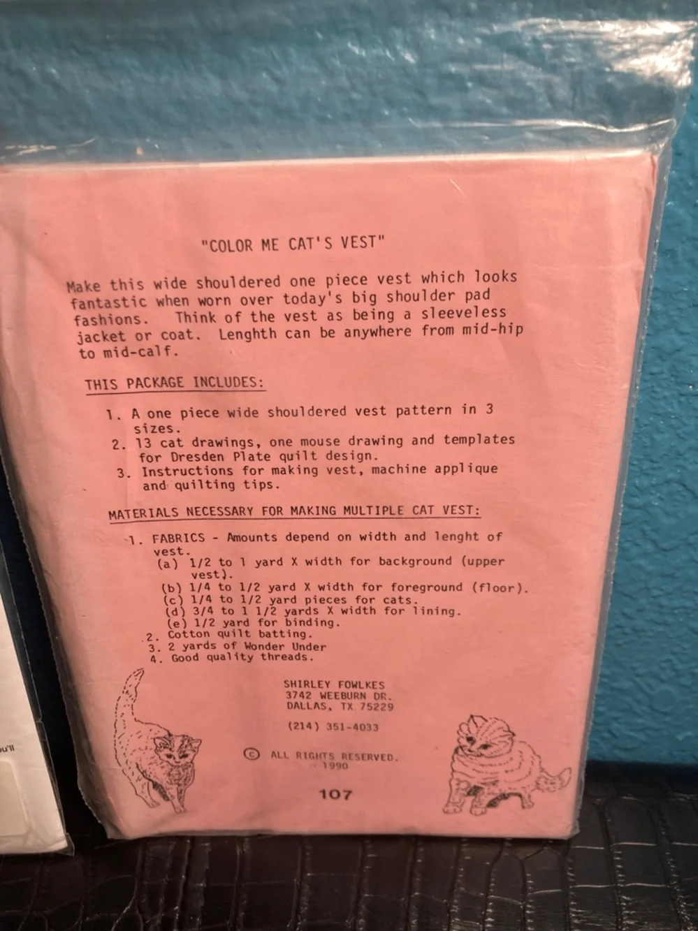 2 Vest Patterns: “Terrific Tabard aka Skinny Vest” and “Color Me Cats Cats Vest”